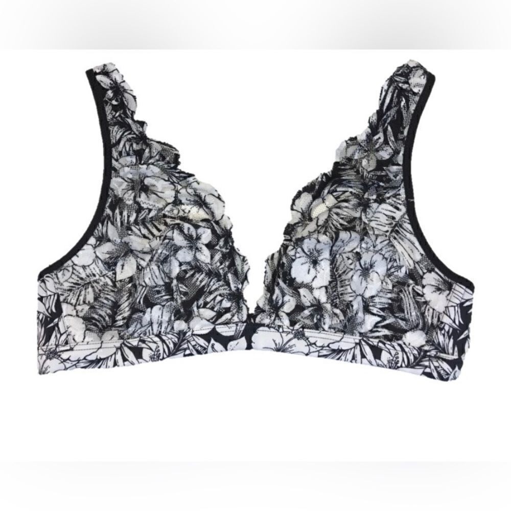 Victoria's Secret PINK Lace black/white floral Bralette sz large
